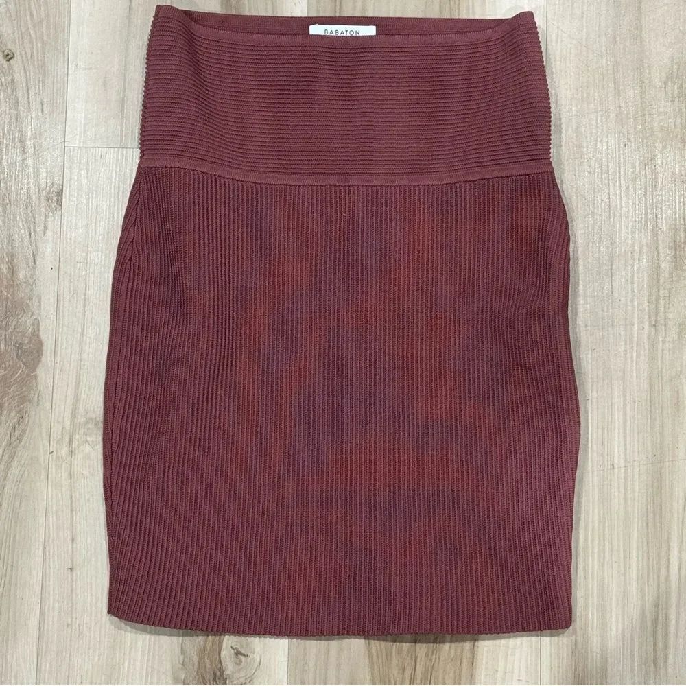Babaton Sculpt Knit Mini Skirt Sundried Red Women’s Medium